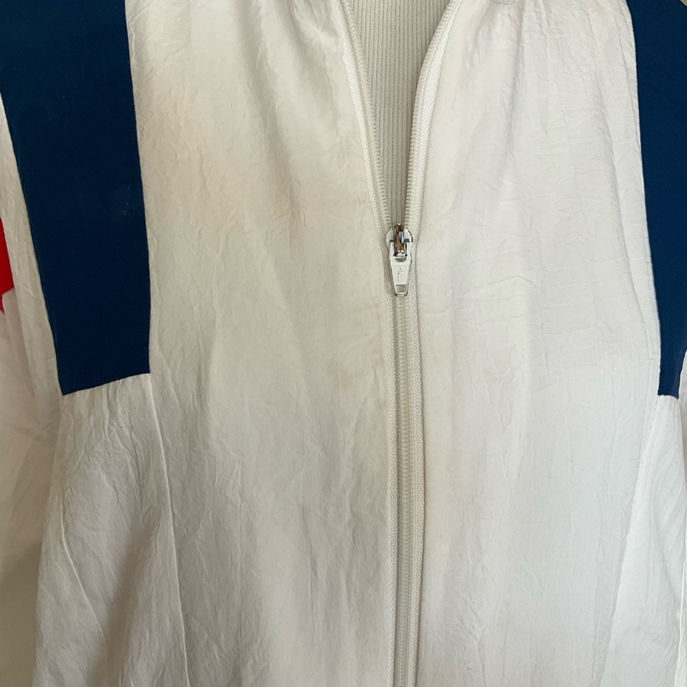 Vintage Track Jacket Full Zip White Red Blue Made In USA Size Small - Picture 10 of 12